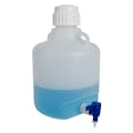 2-1/2 Gallon (10 Liter) Natural Polypropylene USP Class VI Autoclavable Round Carboy with 83mm White Screw Cap & Blue & White Spigot
