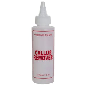 4 oz. Natural HDPE Cylinder Bottle with 24/410 Twist Open/Close Cap & Red "Callus Remover" Embossed