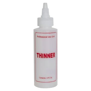 4 oz. Natural HDPE Cylinder Bottle with 24/410 Twist Open/Close Cap & Red "Thinner" Embossed