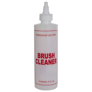 8 oz. Natural HDPE Cylinder Bottle with 24/410 Twist Open/Close Cap & Red "Brush Cleaner" Embossed