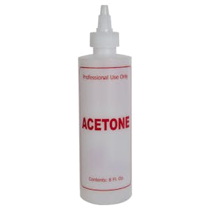 8 oz. Natural HDPE Cylinder Bottle with 24/410 Twist Open/Close Cap & Red "Acetone" Embossed
