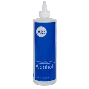 16 oz. Natural HDPE Cylinder Bottle with 24/410 Twist Open/Close Cap & Blue "Alcohol" Embossed
