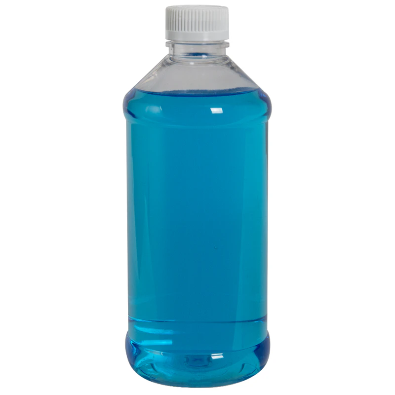 16 oz. Clear PET Modern Round Bottle with 28/400 White Ribbed Cap with F217 Liner
