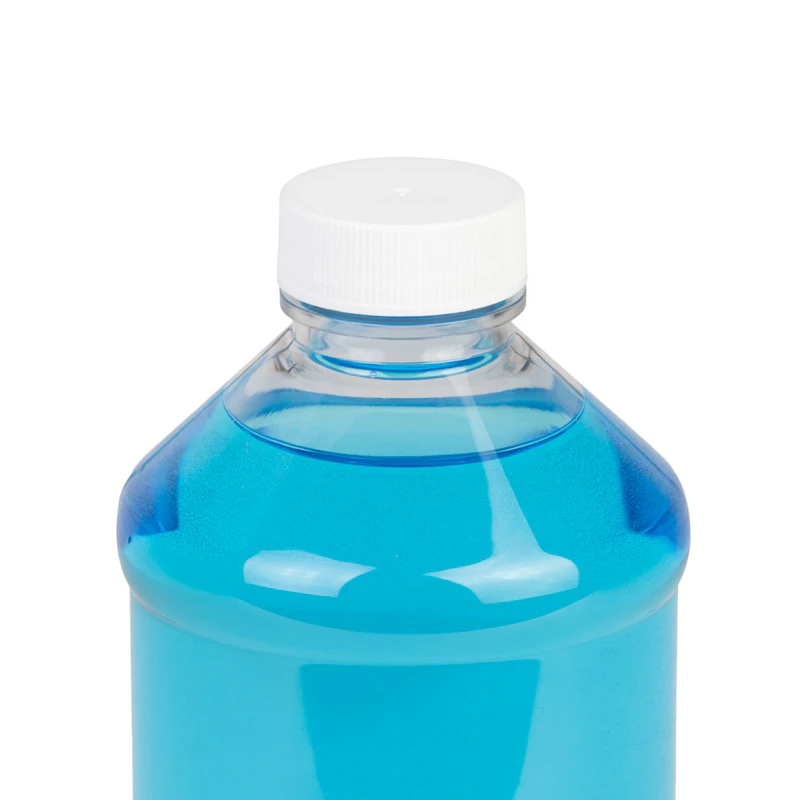16 oz. Clear PET Modern Round Bottle with 28/400 White Ribbed Cap with F217 Liner