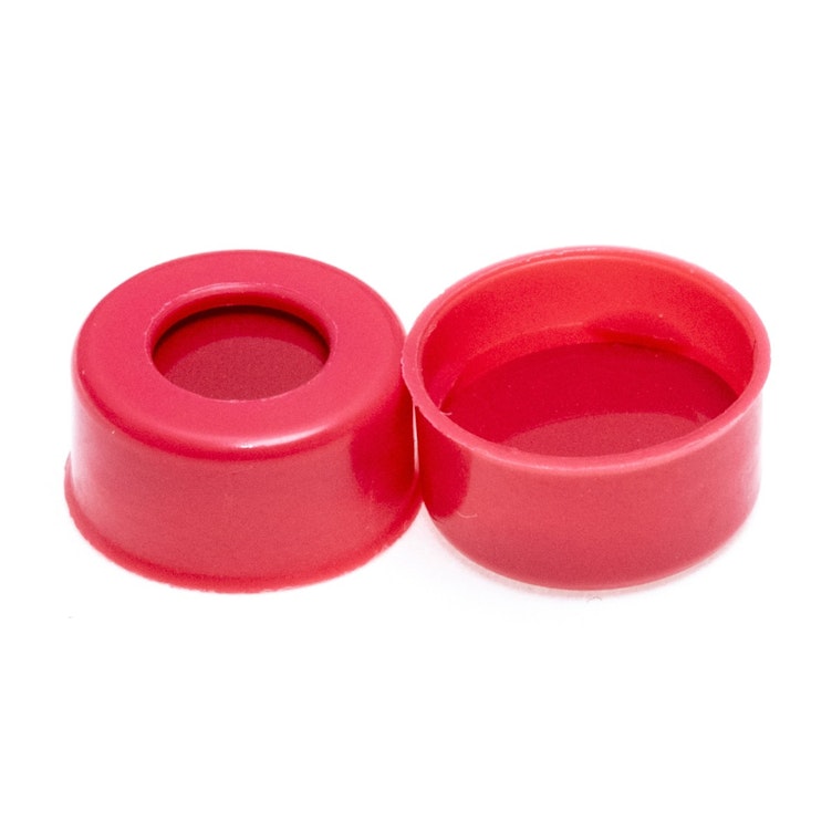 11mm Red Poly Crimp™ Seals with PTFE/Silicone/PTFE Liners - Case of 1000