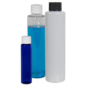 PET Slim Cylindrical Bottles with Plain Caps