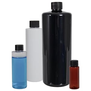 PET Cylindrical Bottles with Plain Caps