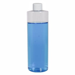12 oz. Clear PET Cylindrical Bottle with 24/410 White Ribbed Cap with F217 Liner