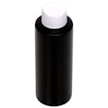4 oz. Black HDPE Cylindrical Bottle with 24/410 White Ribbed Cap with F217 Liner