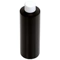 8 oz. Black HDPE Cylindrical Bottle with 24/410 White Ribbed Cap with F217 Liner