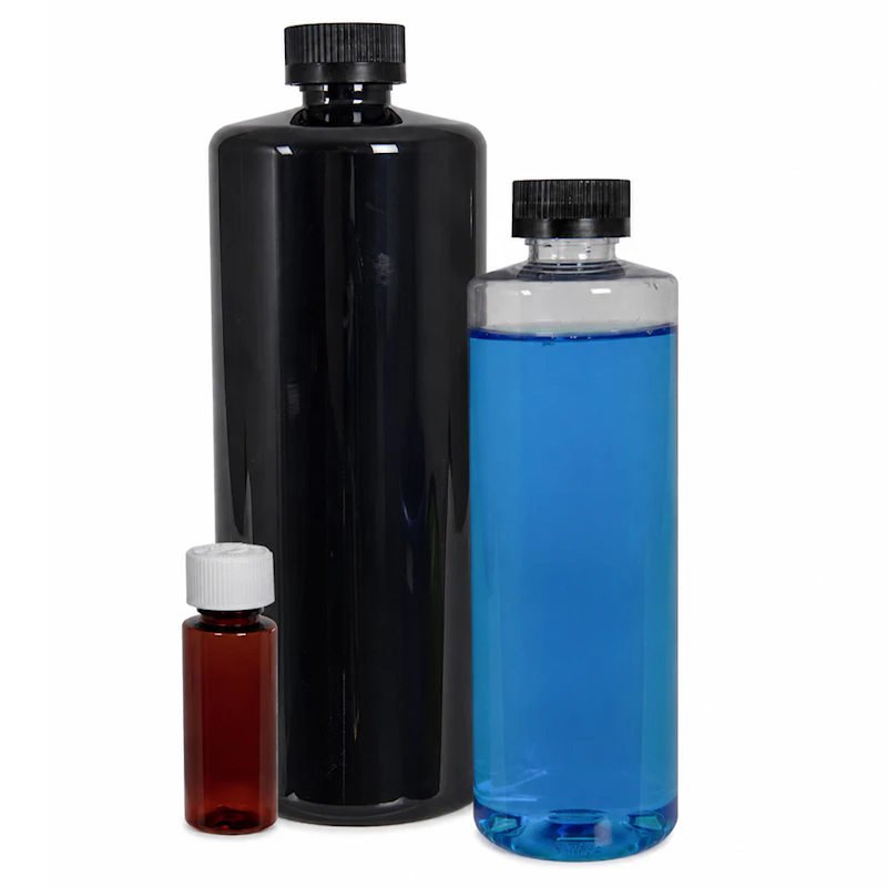 PET Cylindrical Bottles with CRC Caps
