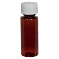 8 oz. Amber PET Cylindrical Bottle with 24/410 White Polypropylene Ribbed CRC Cap with F217 Liner