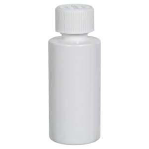 4 oz. White PET Cylindrical Bottle with 20/410 White Polypropylene Ribbed CRC Cap with F217 Liner