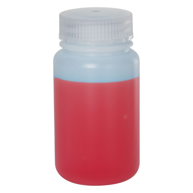 125mL HDPE Wide Mouth Bottle with 38/415 Polypropylene Cap - 50mm Dia. x 95mm Hgt.