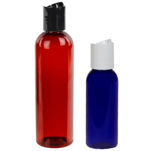 PET Color Cosmo Round Bottles with Dispensing Disc-Top Caps