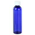 4 oz. Cobalt Blue PET Cosmo Round Bottle with 20/410 White Polypropylene Ribbed CRC Cap with F217 Liner