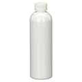 12 oz. White PET Cosmo Round Bottle with 24/410 White Polypropylene Ribbed CRC Cap with F217 Liner