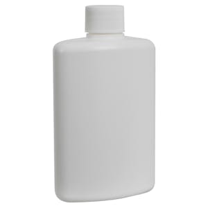 4 oz. White HDPE Oval Bottle with 20/410 White Ribbed Cap with F217 Liner