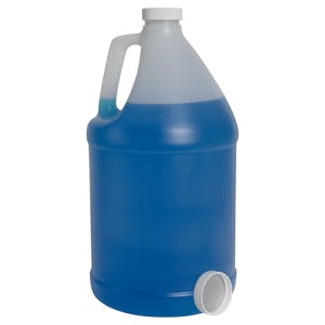 1 Gallon Natural HDPE Round Jug with 38/400 White Ribbed Cap with Heat Induction Liner