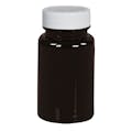 100cc Dark Amber PET Packer Bottle with 38/400 White Ribbed Cap with F217 Liner