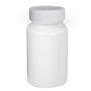 60cc White PET Packer Bottle with 33/400 White Ribbed Cap with F217 Liner