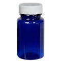 60cc Cobalt Blue PET Packer Bottle with 33/400 White Ribbed Cap with F217 Liner