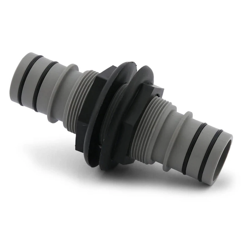 1-1/2" Gray Qwik-Lok® Male x Male Bulkhead Fitting