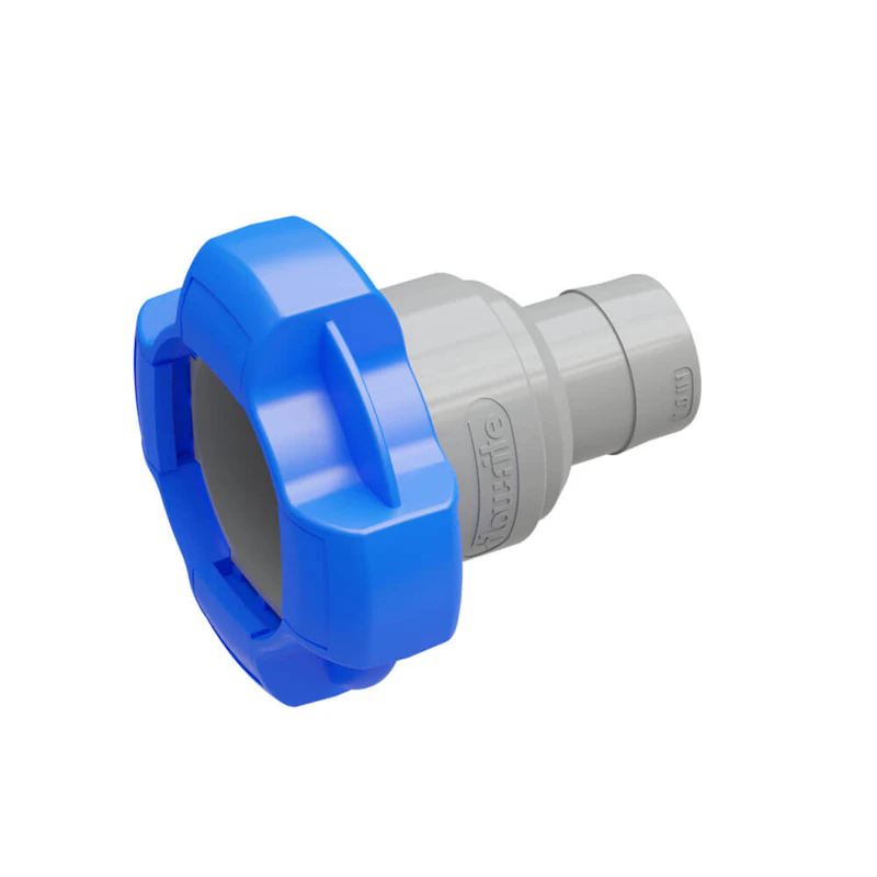 1-1/2" Gray Quad-Lok x 1" Hose Barb Straight Fitting