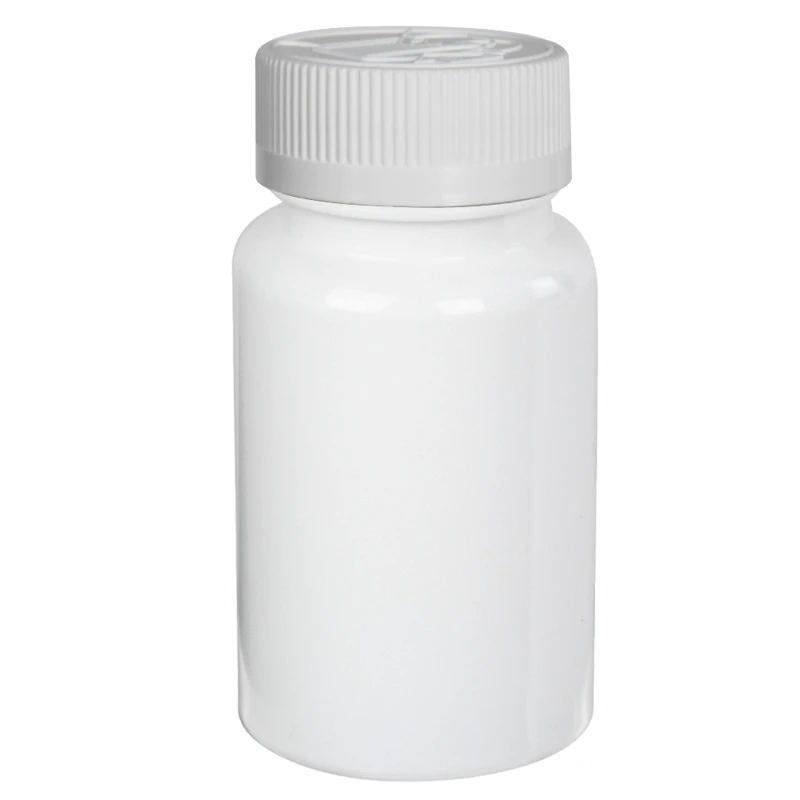 100cc White PET Packer Bottle with 38/400 White Polypropylene Ribbed CRC Cap with F217 Liner