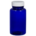 120cc Cobalt Blue PET Packer Bottle with 38/400 White Ribbed Cap with F217 Liner