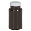 120cc Dark Amber PET Packer Bottle with 38/400 White Ribbed Cap with F217 Liner