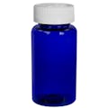 150cc Cobalt Blue PET Packer Bottle with 38/400 White Ribbed CRC Cap with F217 Liner