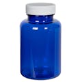 175cc Cobalt Blue PET Packer Bottle with 38/400 White Ribbed Cap with F217 Liner