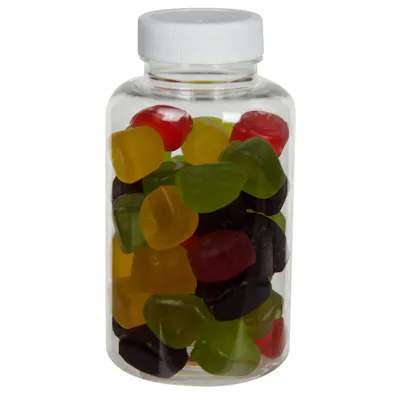 200cc Clear PET Packer Bottle with 38/400 White Ribbed Cap with F217 Liner