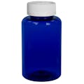 200cc Cobalt Blue PET Packer Bottle with 38/400 White Ribbed CRC Cap with F217 Liner