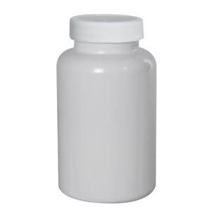 225cc White PET Packer Bottle with 45/400 White Ribbed Cap with F217 Liner
