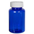 225cc Cobalt Blue PET Packer Bottle with 45/400 White Ribbed CRC Cap with F217 Liner