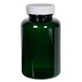 300cc Dark Green PET Packer Bottle with 45/400 White Ribbed Cap with F217 Liner