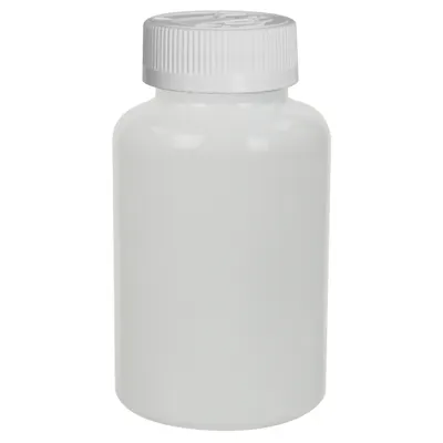 300cc White PET Packer Bottle with 45/400 White Polypropylene Ribbed CRC Cap with F217 Liner