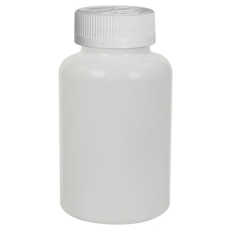 300cc White PET Packer Bottle with 45/400 White Polypropylene Ribbed CRC Cap with F217 Liner