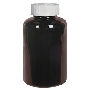 400cc Dark Amber PET Packer Bottle with 45/400 White Ribbed CRC Cap with F217 Liner