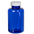 500cc Cobalt Blue PET Packer Bottle with 45/400 White Ribbed Cap with F217 Liner