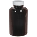 500cc Dark Amber PET Packer Bottle with 45/400 White Ribbed Cap with F217 Liner