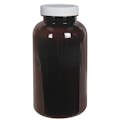 625cc Dark Amber PET Packer Bottle with 53/400 White Ribbed Cap with F217 Liner