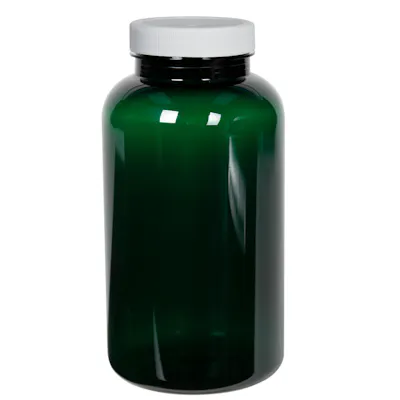 625cc Dark Green PET Packer Bottle with 53/400 White Ribbed Cap with F217 Liner