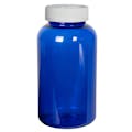 625cc Cobalt Blue PET Packer Bottle with 53/400 White Ribbed CRC Cap with F217 Liner