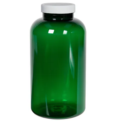 950cc Dark Green PET Packer Bottle with 53/400 White Ribbed Cap with F217 Liner
