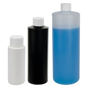 HDPE Cylindrical Sample Bottles with Plain Caps
