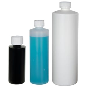 HDPE Cylindrical Sample Bottles with CRC Caps