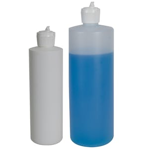 HDPE Cylindrical Sample Bottles with Flip-Top Dispensing Caps